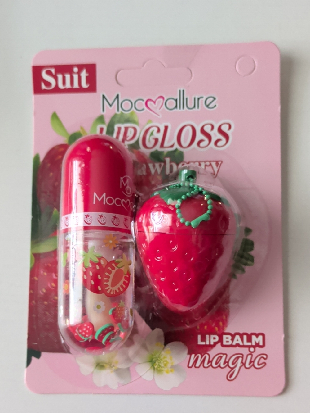 Mocallure Pink Strawberry Lip Gloss & Balm Duo